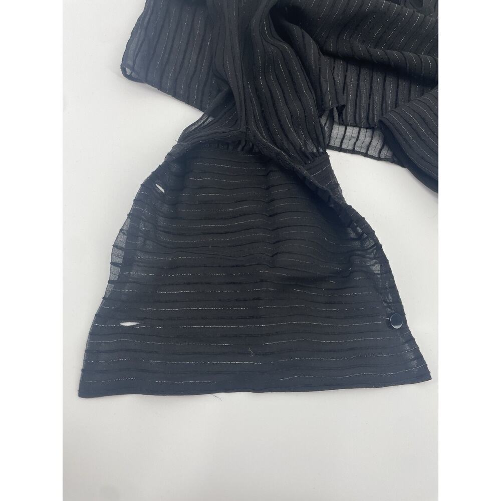Ralph Lauren Collection Silk Sheer Ruffle Long Sleeve Blouse Collared Black Top - Picture 11 of 12